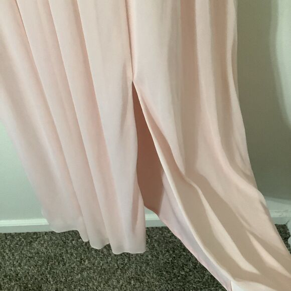 David's Bridal Pastel Pink Draped Summer Grecian Goddess Maxi Slip Dress Size 6 - Picture 4 of 9